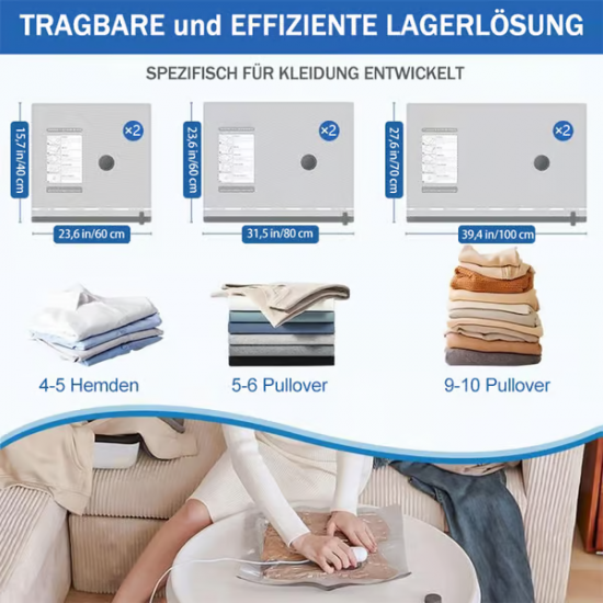 6er-Pack elektrische USB-Vakuum-Kompressionsbeutel – Platz sparen, leicht reisen!