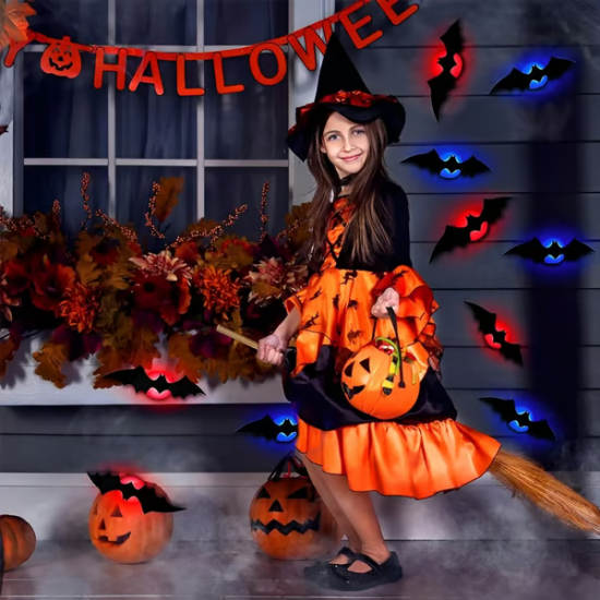  Halloween-Atmosphre mit leuchtenden 3D-Fledermusen