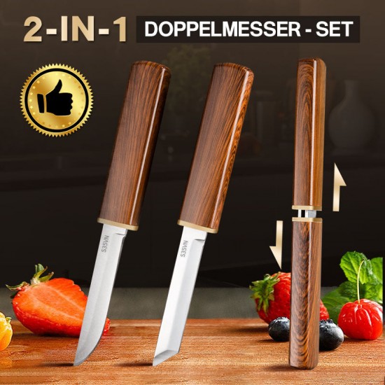 2-in-1-Doppelmesserset mit Holzgriff