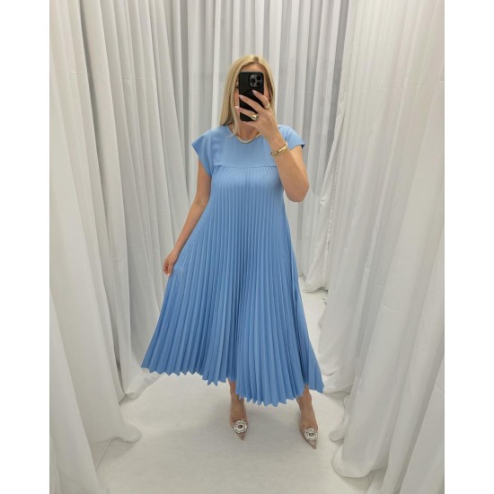 HOT SALESleeveless pleated simple solid colour dress