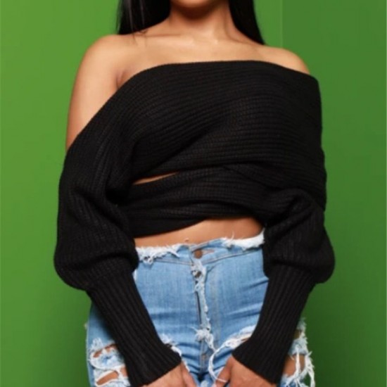 2024 Einfarbiger gestrickter Pulloverschal mit rmeln für Frauen