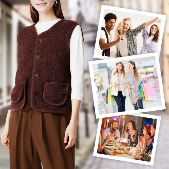 Warme Winterweste mit Knopfleiste für Damen