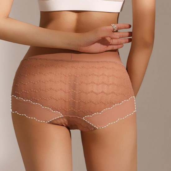 Kaufe 1, bekomme 2 gratisBequeme atmungsaktive nahtlose Spitzen-Slips mit hoher Taille