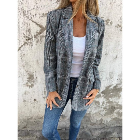 Lssiger karierter Blazer mit Revers