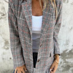 Lssiger karierter Blazer mit Revers