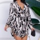 Print Waist-Cinching Shirt Dress with Side Drawstring