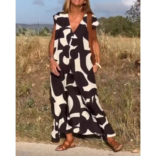 Lssiges Damenkleid mit geometrischen Farbblcken