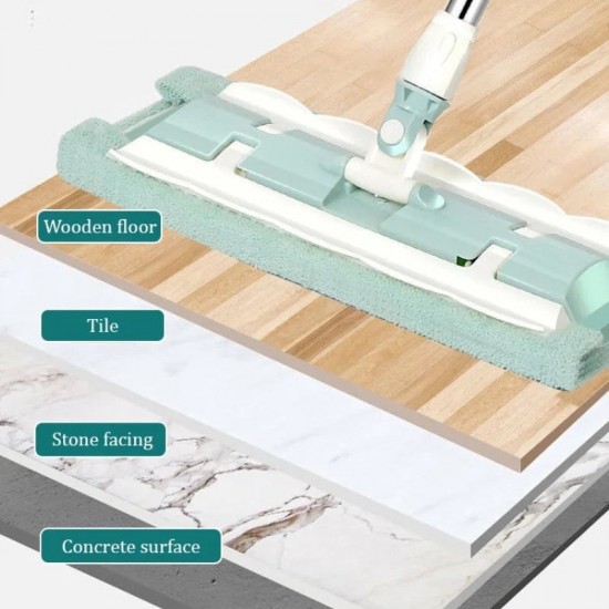 Flachmopp mit Edelstahlgriff, mit wiederverwendbaren, waschbaren Wischtüchern