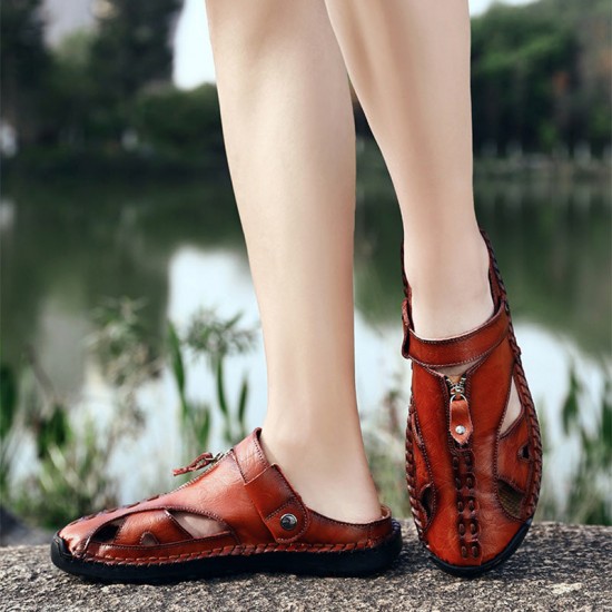 Handgefertigt aus echtem LederLssige Sandalen mit umklappbarem Fersenriemen für Herren