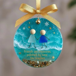 Freundschafts-Weihnachtsornament aus SeeglasVon der Natur geformt und von Hand gefertigt